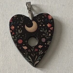 Moon and flowers planchette necklace